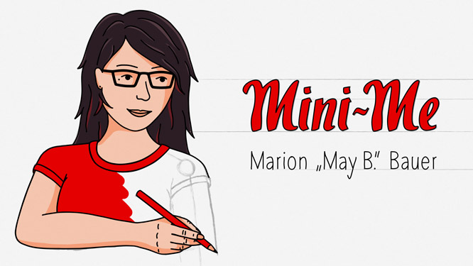 Grafikgestaltung und Illustrationen von Marion „May B.“ Bauer. Bildliche Darstellung eines Mini-Me im Selbsterstellungsprozess Grafik und Illustrationen von Marion „May B.“ Bauer